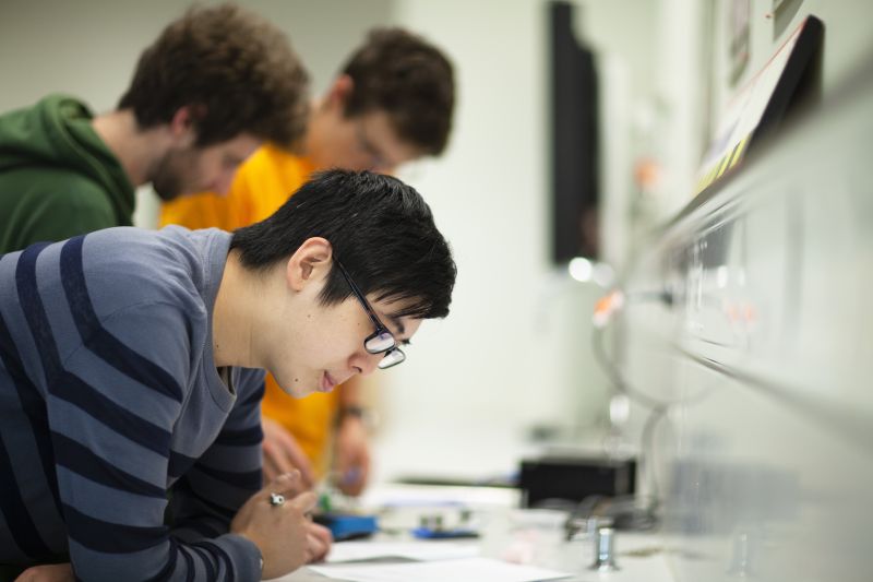 Engineering students in a learning space