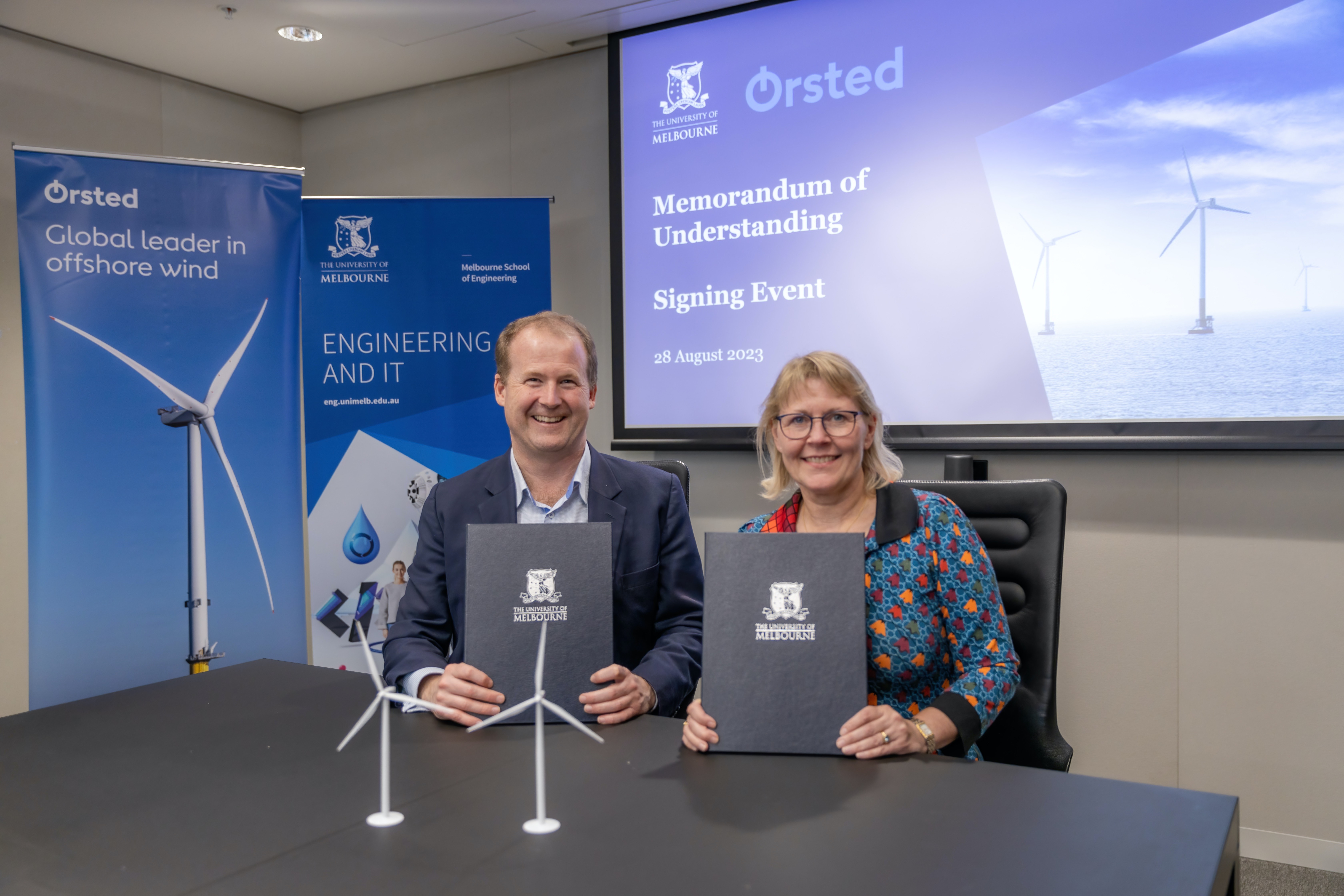 L-R: Dean of Faculty of Engineering and Information Technology Professor Mark Cassidy; Ørsted Australia Director Henriette Holm
