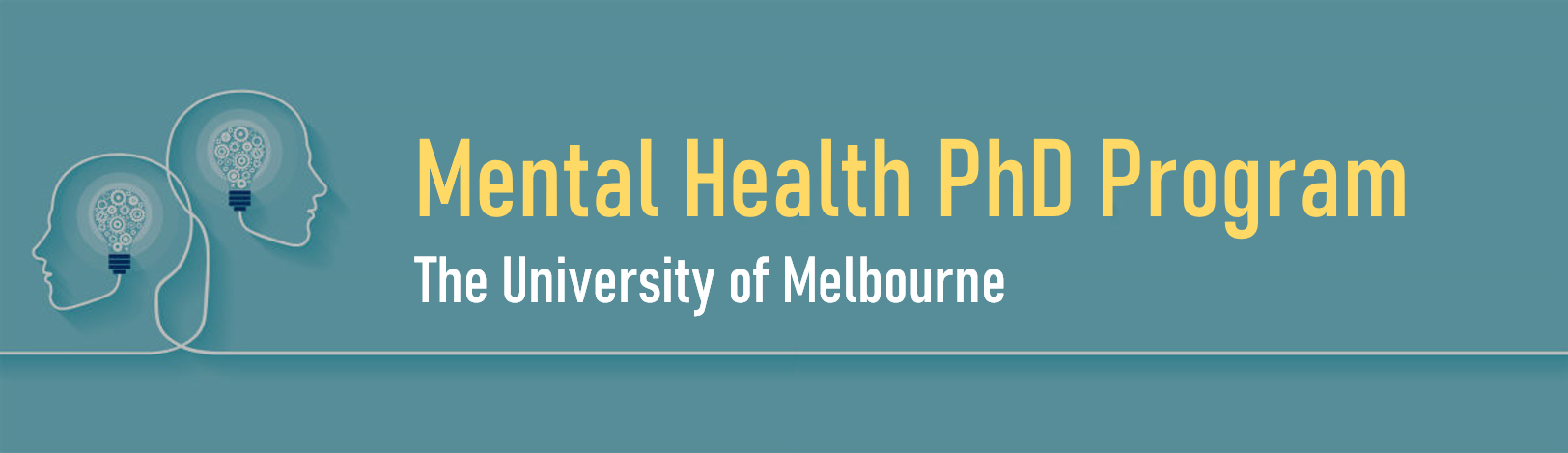Logo for the Mental Health PhD program featuring stylised heads