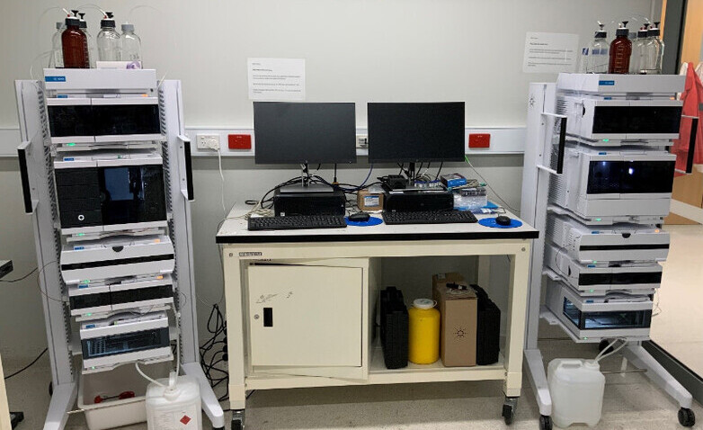 Lab equipment for preparing samples.