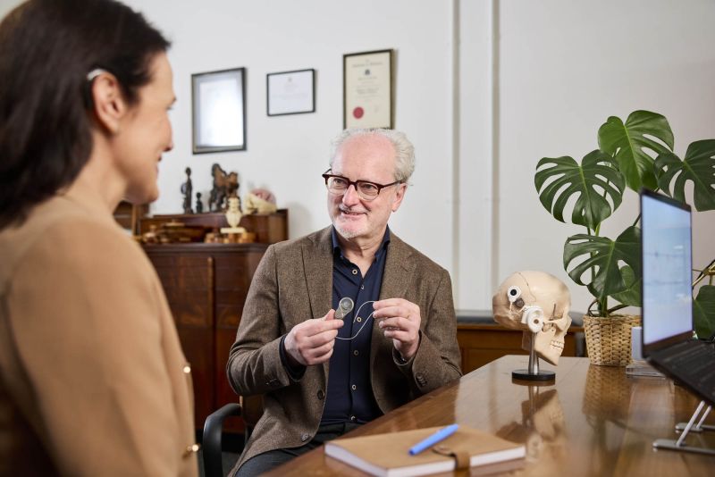 Epiminder founder Mark Cook with a patient